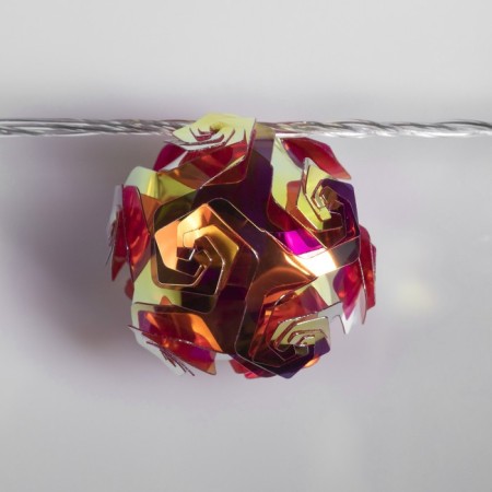 Garland “thread” 4.5 m with nozzles “Flower balls”, IP20, transparent thread, 15 LED, red glow, 220 V-3