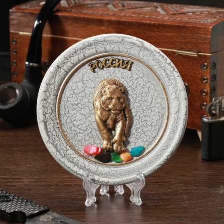 Souvenir "tiger" plate, ceramics, gypsum, minerals, d = 11 cm
