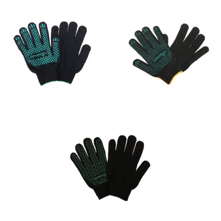 Garden gloves, x/b, knitting grade 10, 6 threads, size 9, with PVC dots, black, Greengo-2