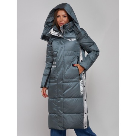 Coat insulated winter female, size 46, dark green color-5