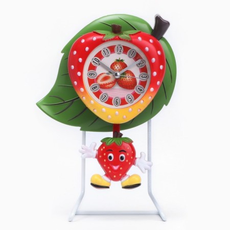 Table hours "Strawberry" children with a pendulum, discrete move, D-7.5 cm, 22.8 x 15.5 cm
