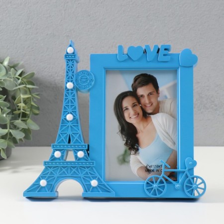 Photo frame with backlight "Eiffel Tower" Plastic, 10x15 cm, col. blue-1