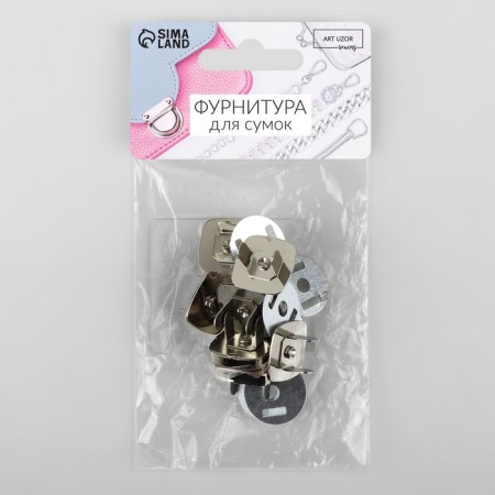 Magnetic, square buttons, 18 × 18 mm, 4 pcs, silver color-2