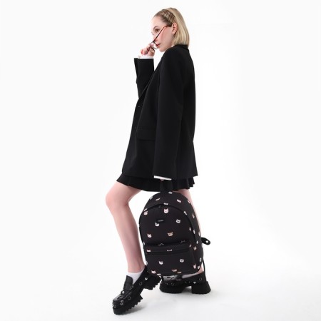 School Textile Backpack "Cats", 42x14x28 cm, black color-7