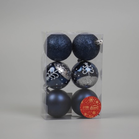 Set of balls plastic D-6 cm, 6 pcs "Herbel" Blue-1