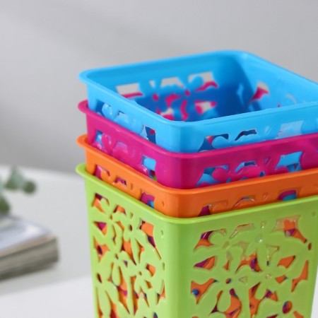Storage basket "Flowers", plastic, 9 × 9 × 10 cm, color mix-4
