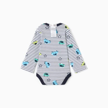 Body baby with long sleeve, blue color/strip, height 80 cm (9-12 months)-4