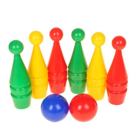 Bowling color: 6 kegly, 2 balls, in a grid-1