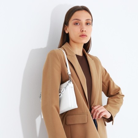 Bag Cross-Bodi with a zipper, white color-7