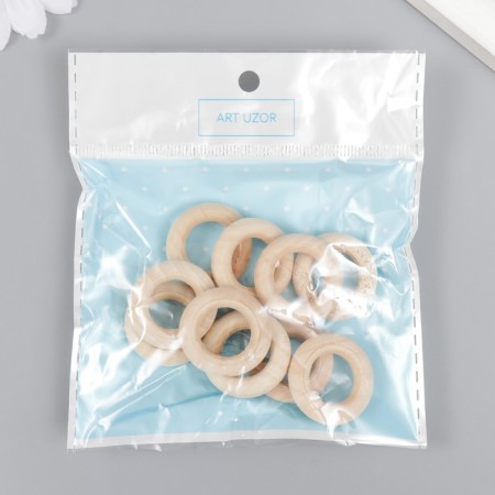 Decor for creativity wood "rings" set 10 pcs natural 2.5x2.5 cm-2