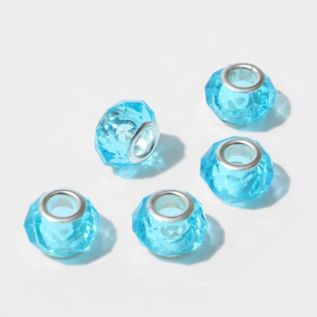 Bead "Crystalik", blue color in silver