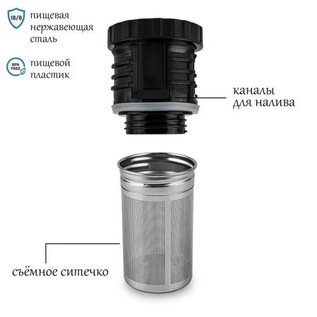Traffic jam for thermos "Arctic" models 101, 750 ml and 1 l, with a strain, h-10.5 cm-1