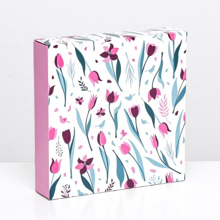 Box for 16 sweets, "tulips" 17.7 x 17.7 x 3.8 cm-1