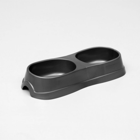 Double bowl 2 x 200 ml, 28 x 12.5 x 5 cm, silver