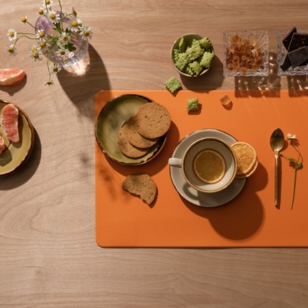 Serving napkin Zapel Eco Leather, mustard color-3