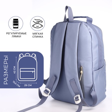 Young backpack from textiles on lightning, 5 pockets, blue color-1