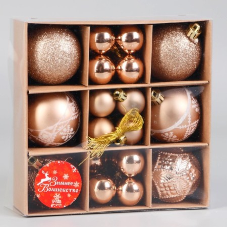 Set of balls plastic 30 pcs D-3 and 6 cm "Isabelle" Assorted, gold-1