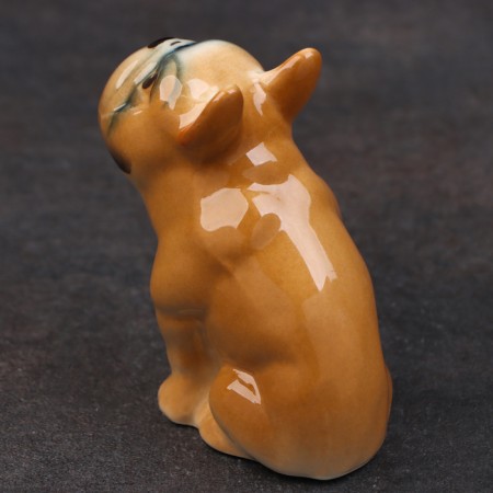 Porcelain figurine "French bulldog orange", 8 cm, author's painting-3
