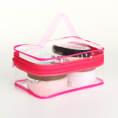 Cosmetic bag PVC chest, 18*8*13, lightning department, raspberry-2