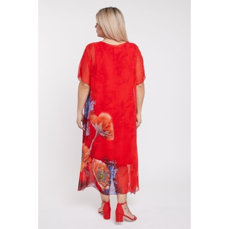 Women's dress, size 64, red color-3