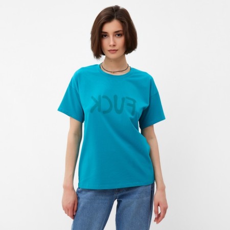 Women's T-shirt Minaku "Fuck" Blue color, river 54-4