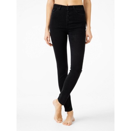 Women's jeans modeling on buttons Contte Elegant, size XS, color Washed Black-5