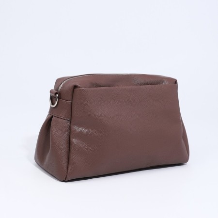 Richet Cross-Body bag, external pocket, 2 long belts, brown color-1
