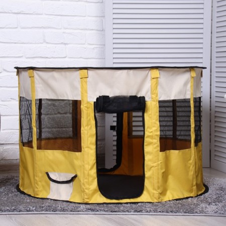 Animal aviary, tent, round, 90 x 55 cm, yellow-3