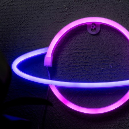 Neon sign "Planet", 30x17.5 cm, aax3+usb, pink-blue-2