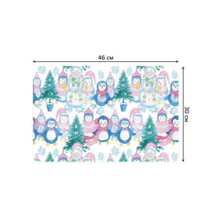 A set of napkins for setting the table "Family of Snowmen", rectangular, rounded edges, size 30x46 cm, 4 pcs-2