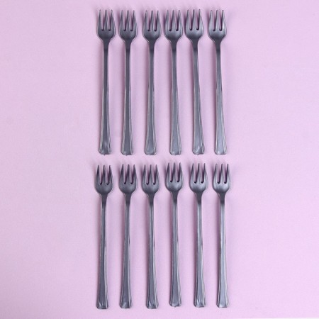 Plastic forks, set 12 pieces, silver color