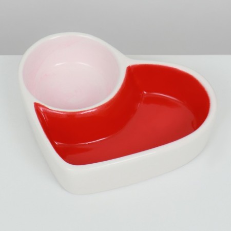 Ceramic bowl for rodents double "heart" 10 x 8 cm-3