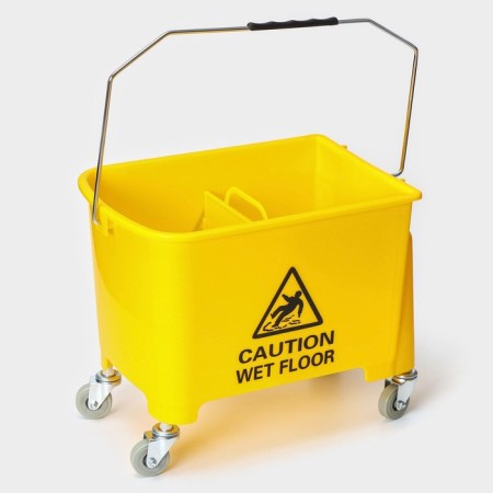 A bucket with mechanical spin on wheels, 20 liters-3