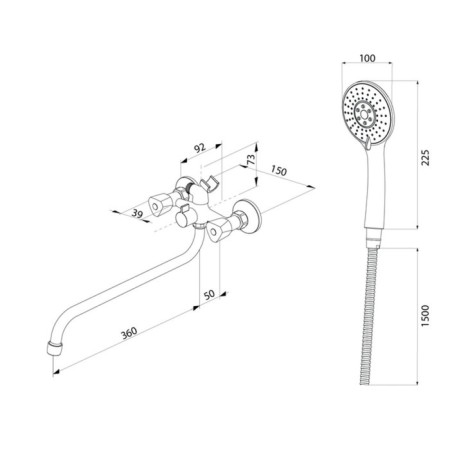 Milardo trisb02m10 bath mixer, two-talent, S-shaped spout 350 mm, chrome 504940-2