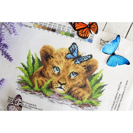Canvas "Lion in the grass" 30 × 21cm (without threads)-2
