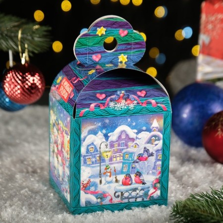 Gift box "Winter Fantasy" in turquoise, 12 x 12 x 17 cm-2