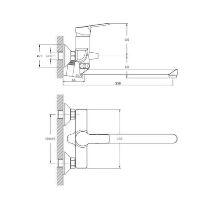 Bath mixer Rush Victoria VI7135-16, single-leaf, long spout, chrome-1