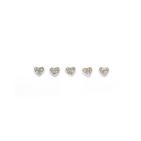 Metallic fittings Pole "Silver Heart with Rhilings", 2 pcs