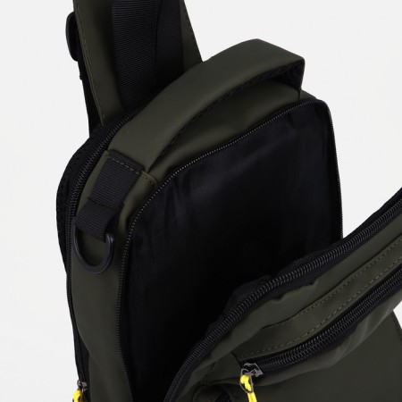 Male sling bag from textiles, with USB, green color-4