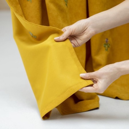 Set of curtains "Ginko", size 145x270 cm, yellow color-2