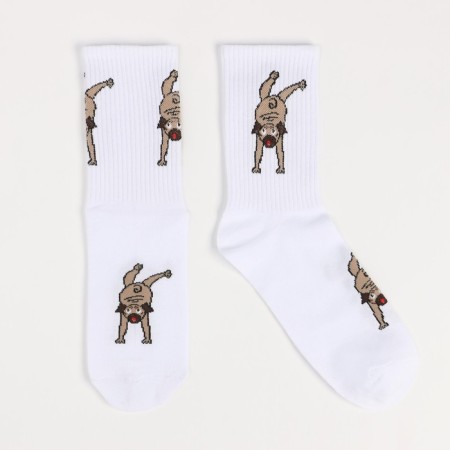 Women's socks, white color/pug, size 38-40-2