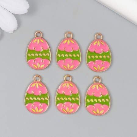 Decor for creativity metal, enamel "pink-green egg" 1.4x2.2 cm-2