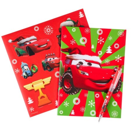 Chancellery set "Happy New Year", notebook A6, pen, stickers, cars-2