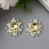 Decor for creativity Metal "Medallion Patal" yellow crystal set 2 pcs 2.6x2.4 cm
