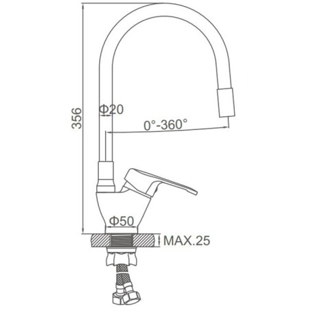 Accoona A4844G kitchen mixer, single -leaf, silicone spout, silumin, white/chrome-5
