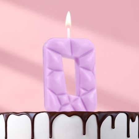 Candle for the cake "ice", number "0", lilac