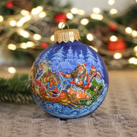 A set of 2 Christmas balls 100 mm "Winter Fairy Tale"-1