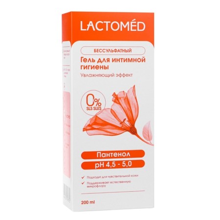 Intimate hygiene gel, lactomed "Panthenol", moisturizing the effect, 200 ml-1