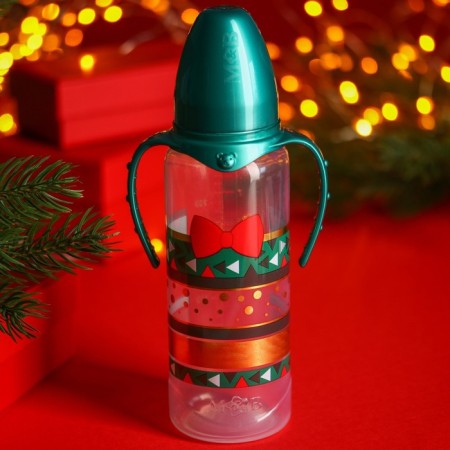 Little Gentleman feeding bottle, New Year's, classic throat, 3 months, 250 ml., Cylinder, with handles-4