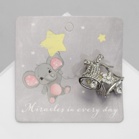 Brooch "Bells", white color in silver